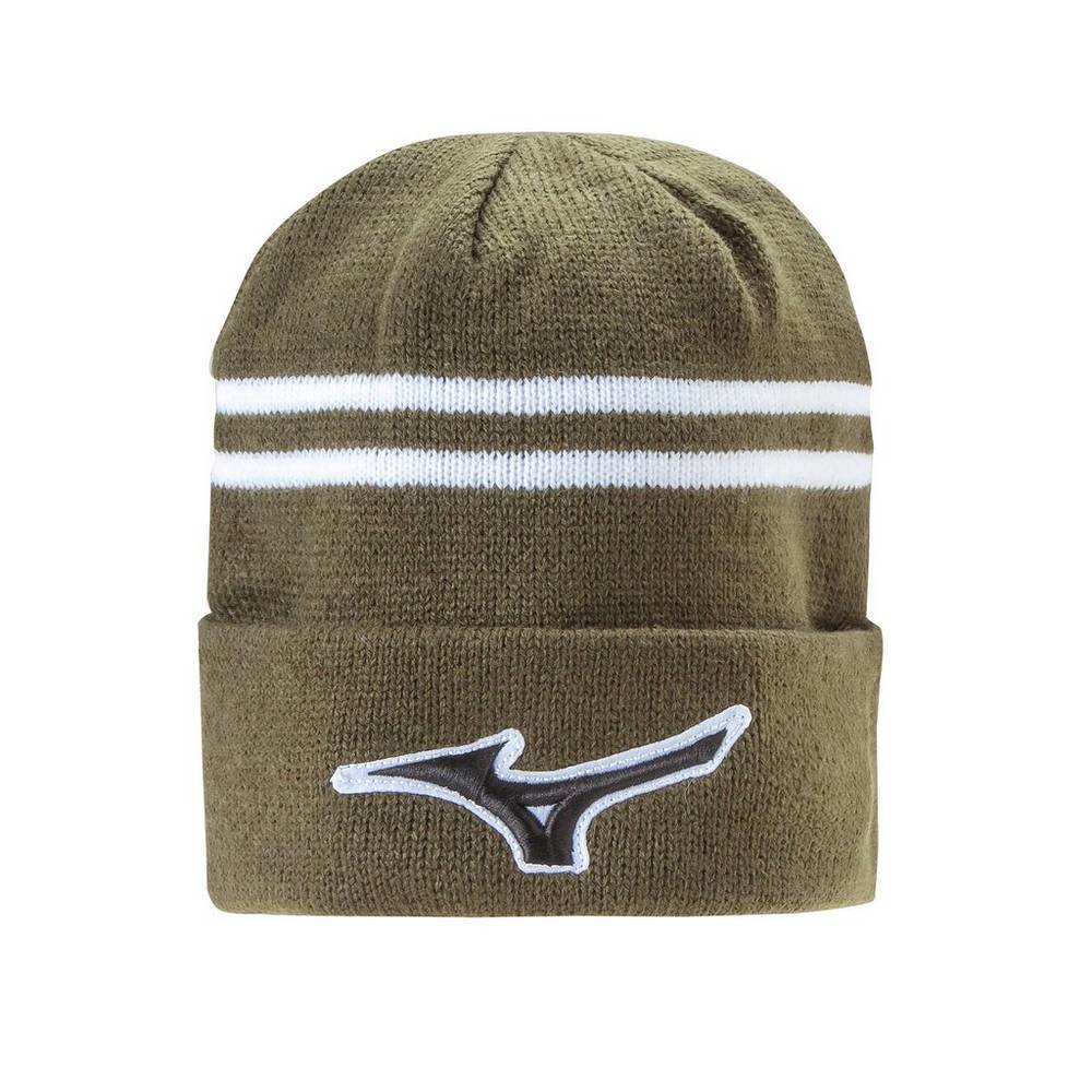 Mizuno Men's RUNBIRD® Beanie Golf Hat Khaki (260289-DZI)